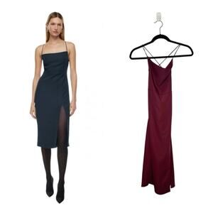 Babaton Success Strappy Back Midi Dress Women's Burgundy Size 6